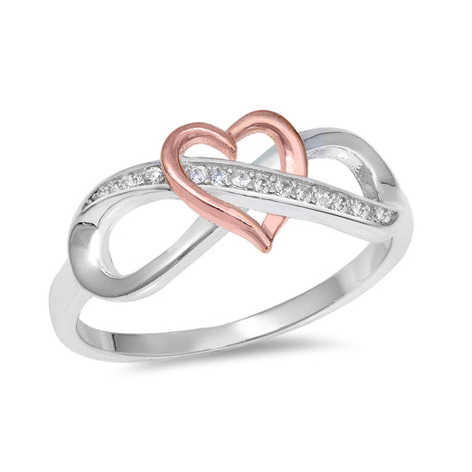 Silver CZ Ring - Heart in Infinity
