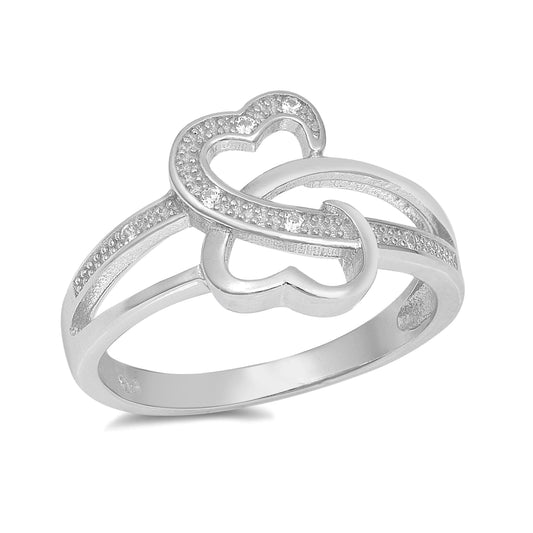 Silver CZ Ring - Hearts