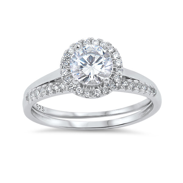 Silver Weding Ring Set