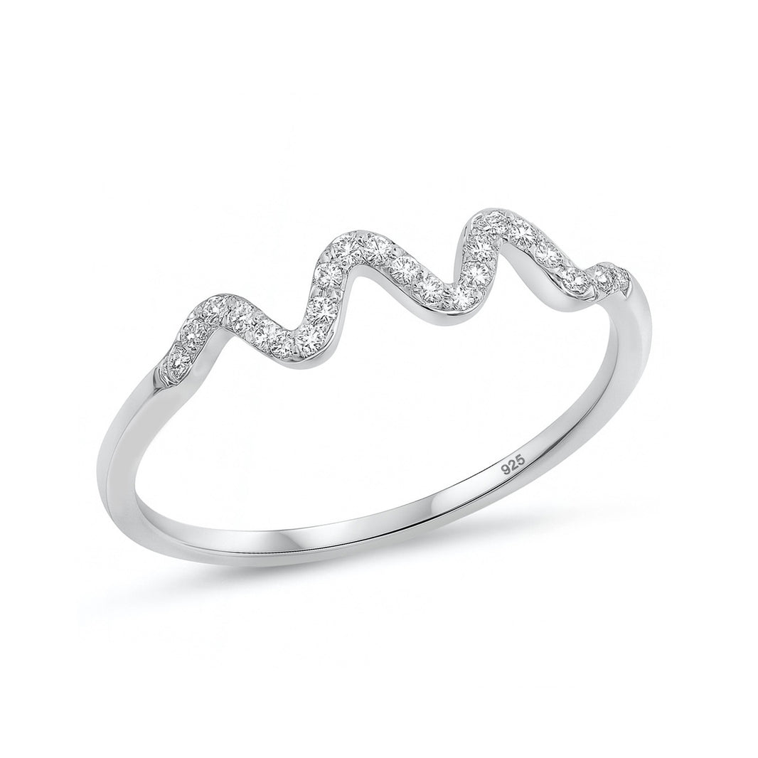 Silver CZ Ring - Wavy