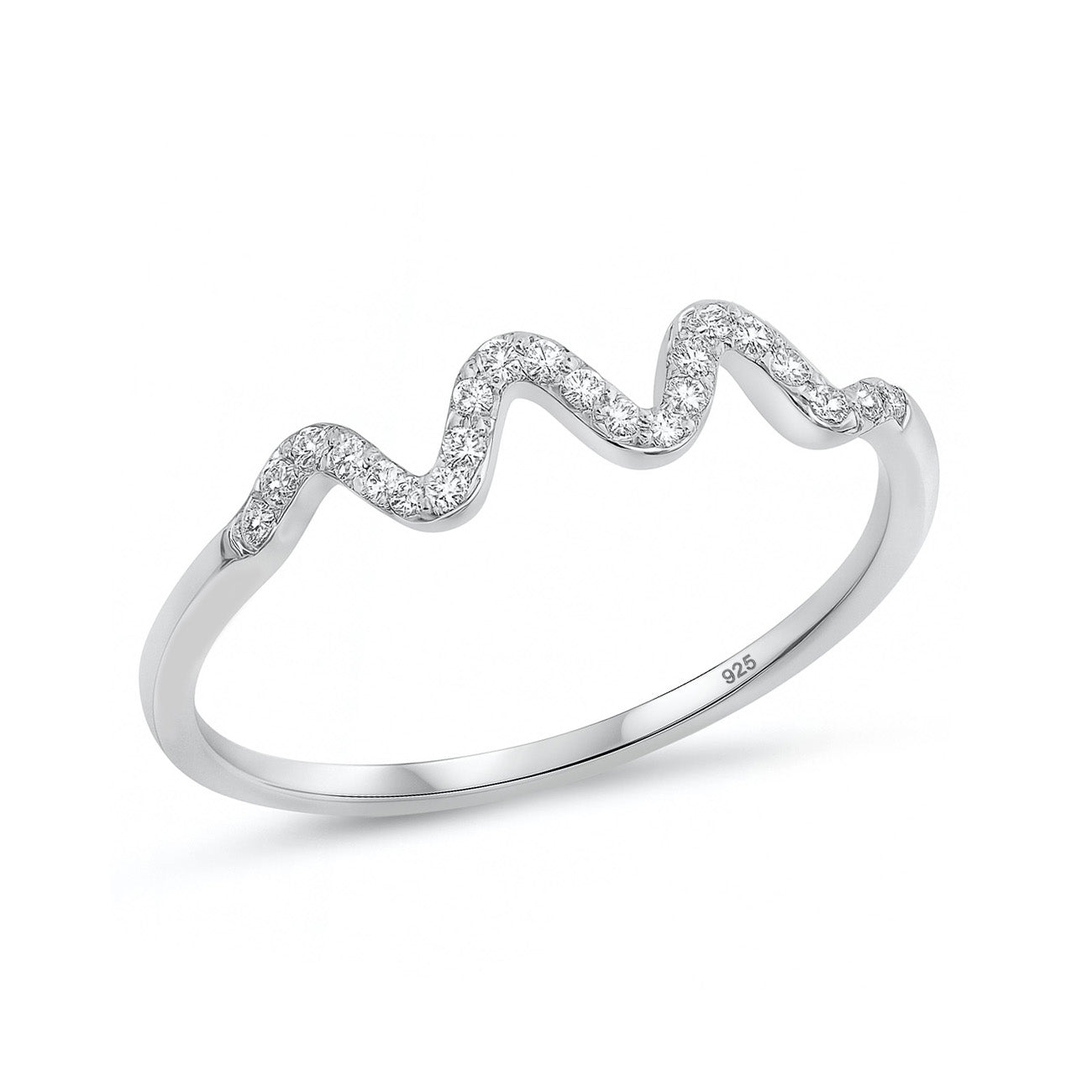 Silver CZ Ring - Wavy