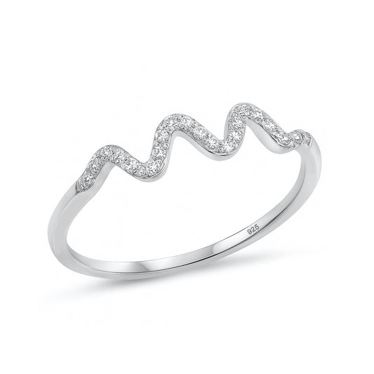 Silver CZ Ring - Wavy