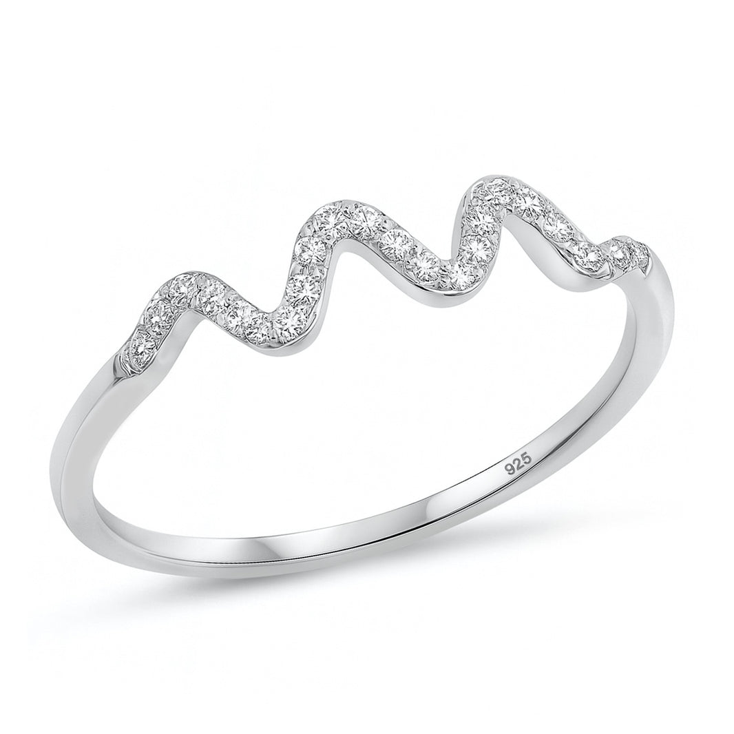 Silver CZ Ring - Wavy