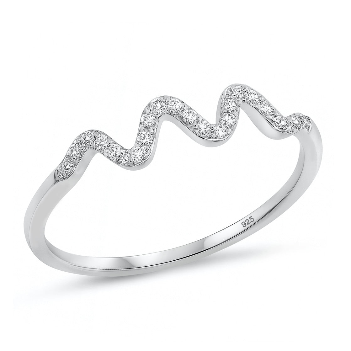 Silver CZ Ring - Wavy