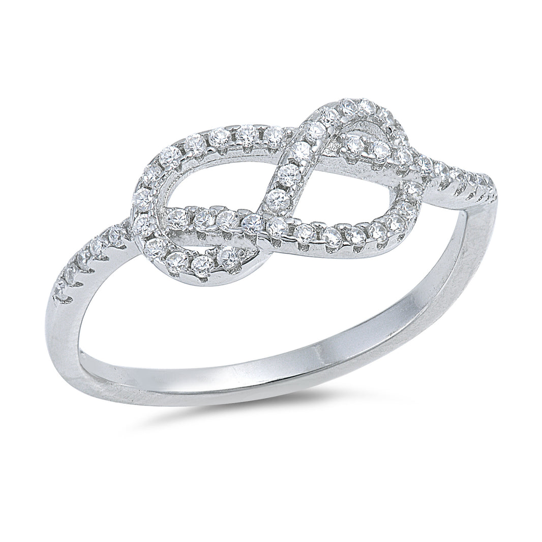 Silver CZ Ring - Knot