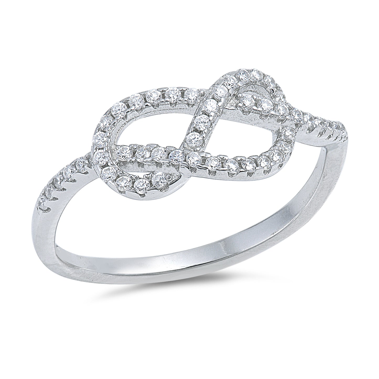 Silver CZ Ring - Knot