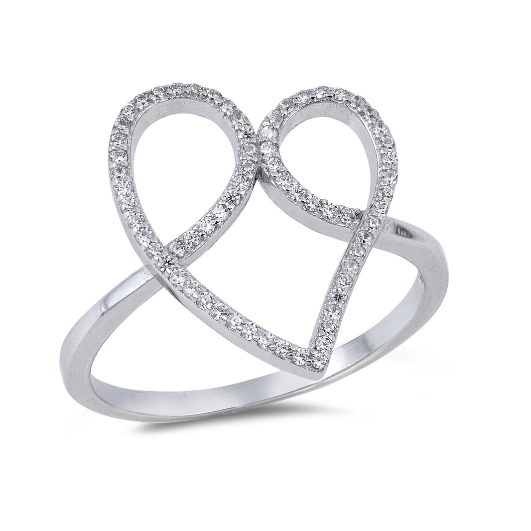Silver CZ Ring - Heart