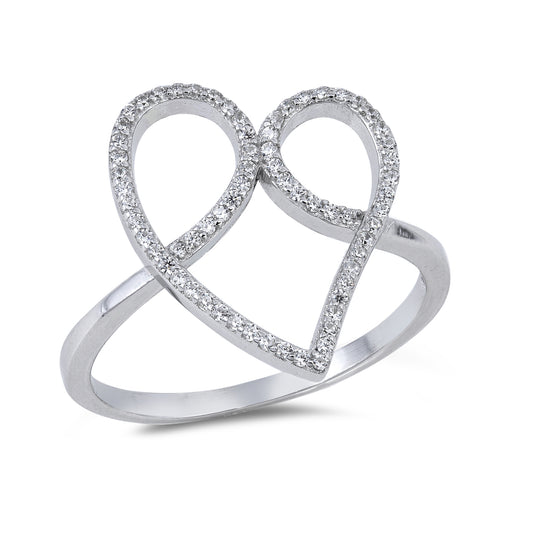 Silver CZ Ring - Heart