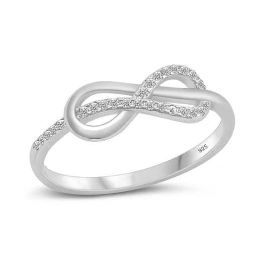 Silver CZ Ring - Infinity Knot