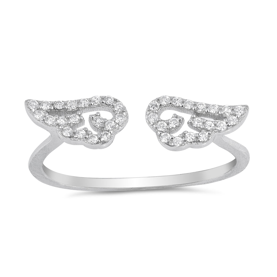 Silver CZ Ring - Angel Wing
