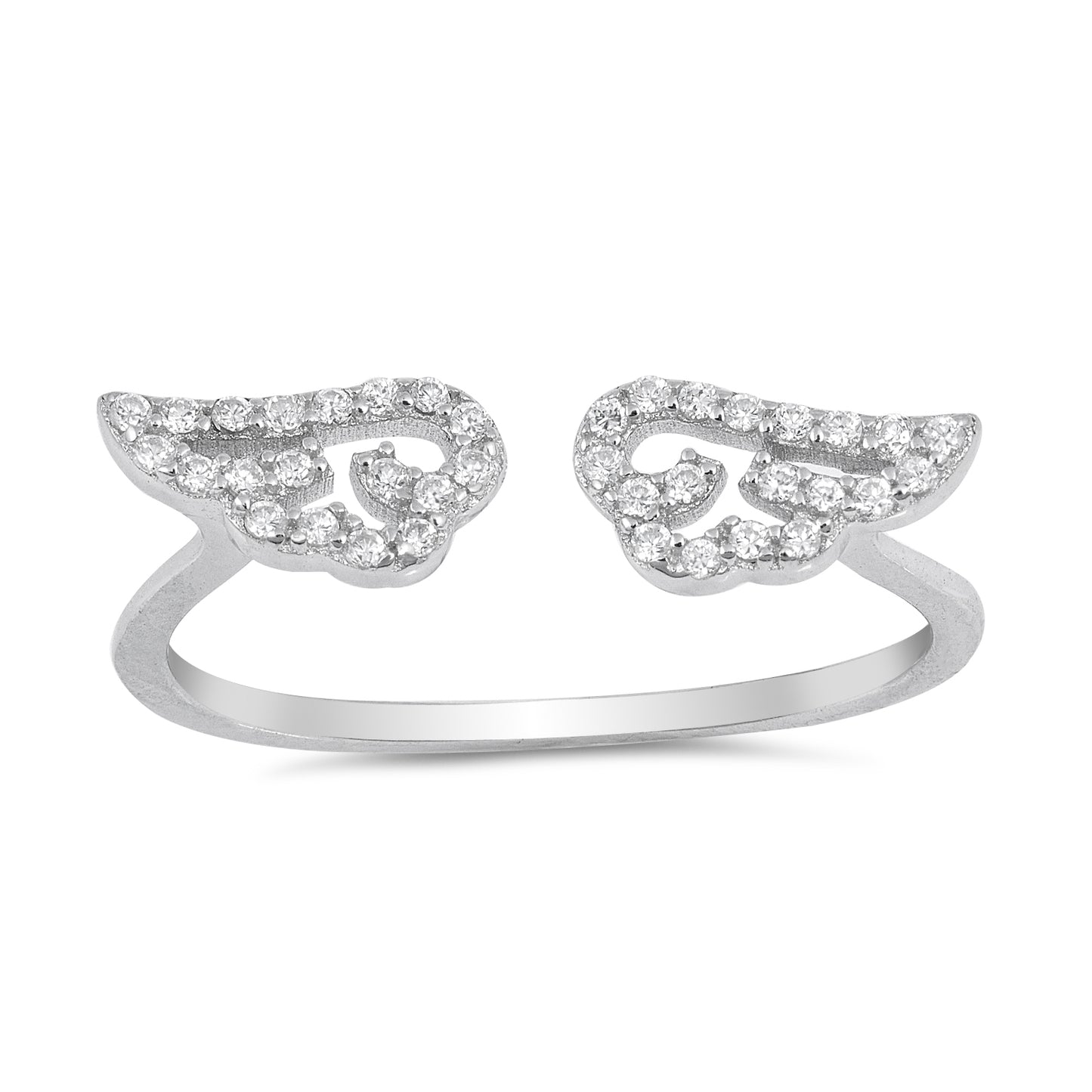 Silver CZ Ring - Angel Wing