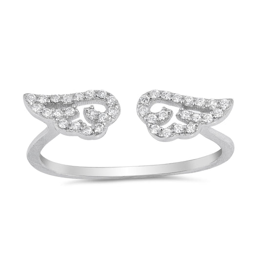 Silver CZ Ring - Angel Wing