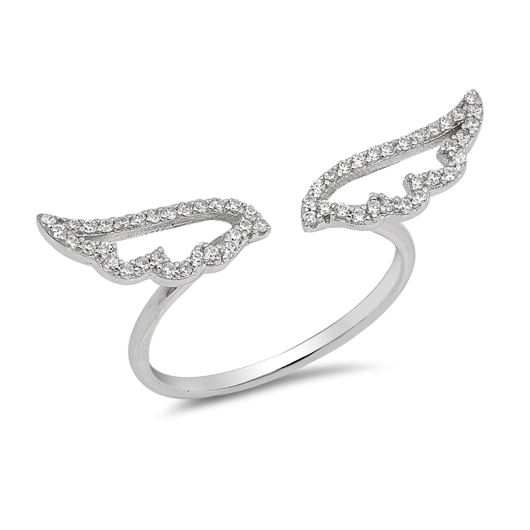 Silver CZ Ring - Wings
