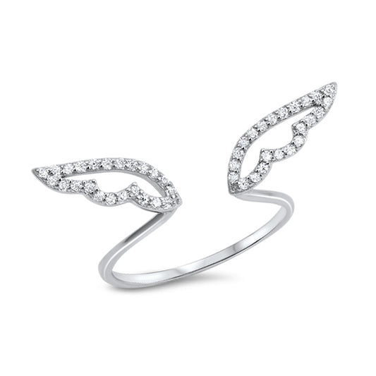 Silver CZ Ring - Angel Wings