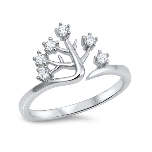 Silver CZ Ring - Tree