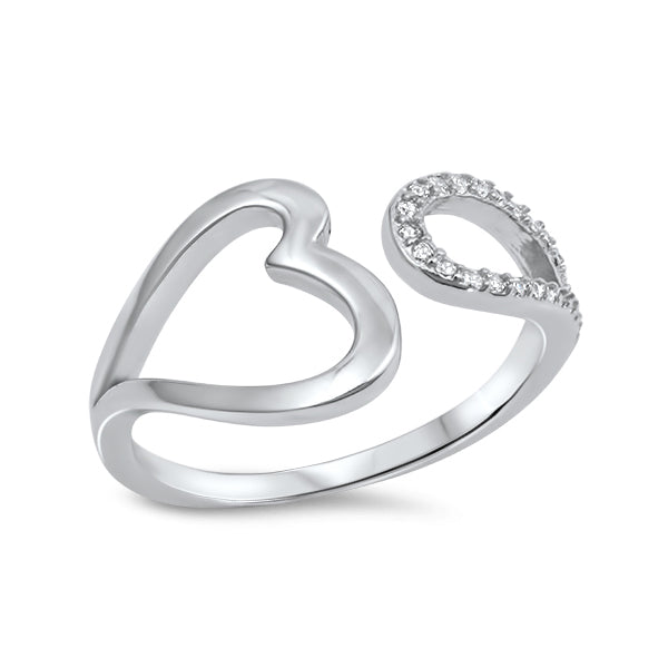 Silver CZ Ring - Open Heart