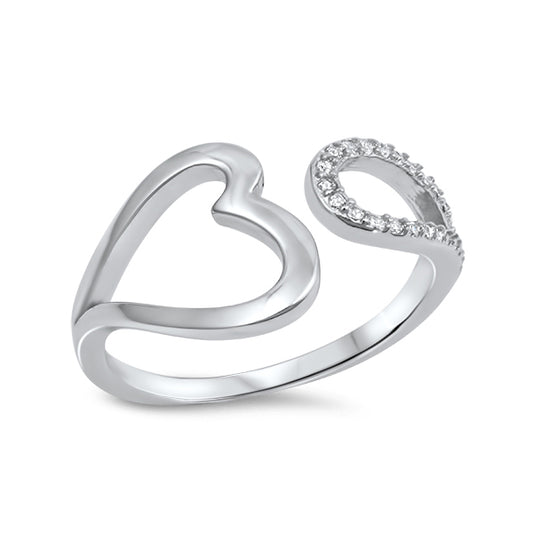 Silver CZ Ring - Open Heart