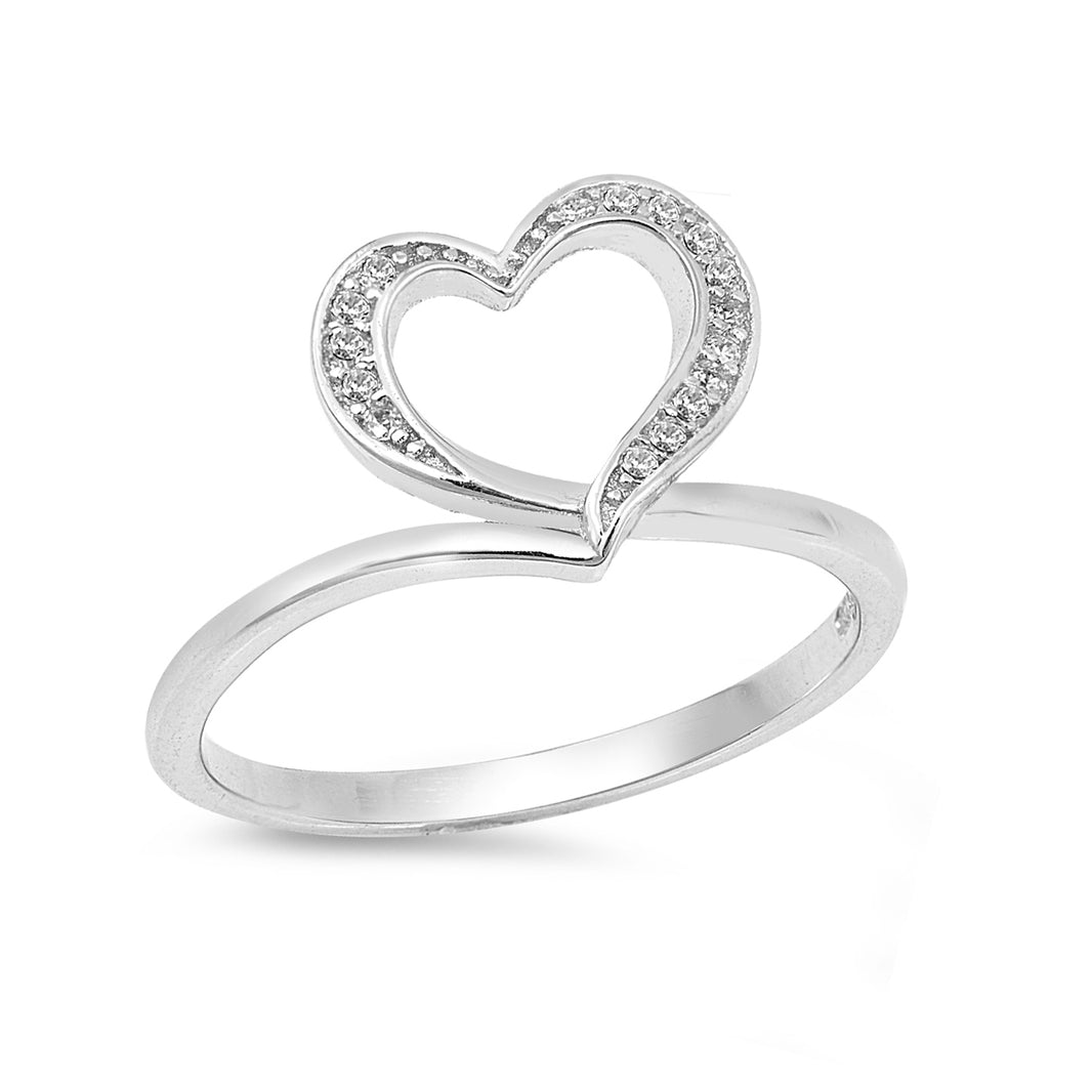 Silver CZ Ring - Open Heart
