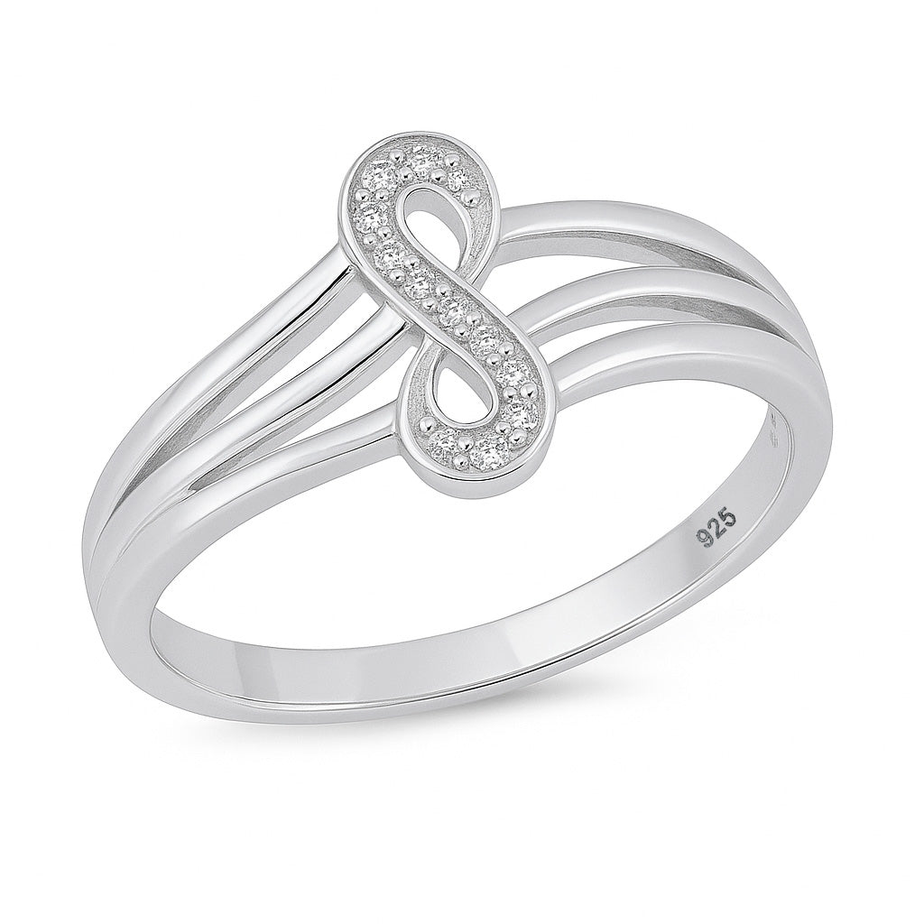 Silver CZ Ring - Vertical Infinity