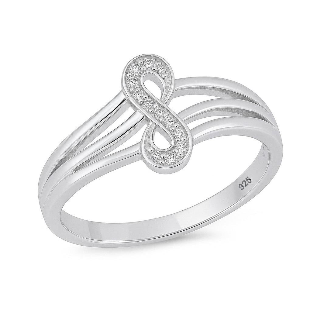 Silver CZ Ring - Vertical Infinity