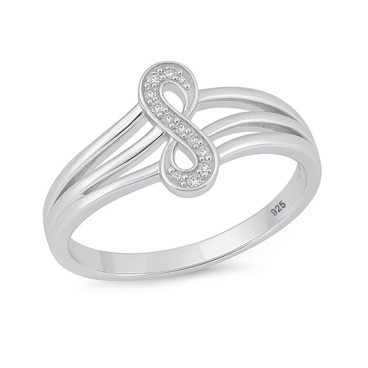 Silver CZ Ring - Vertical Infinity