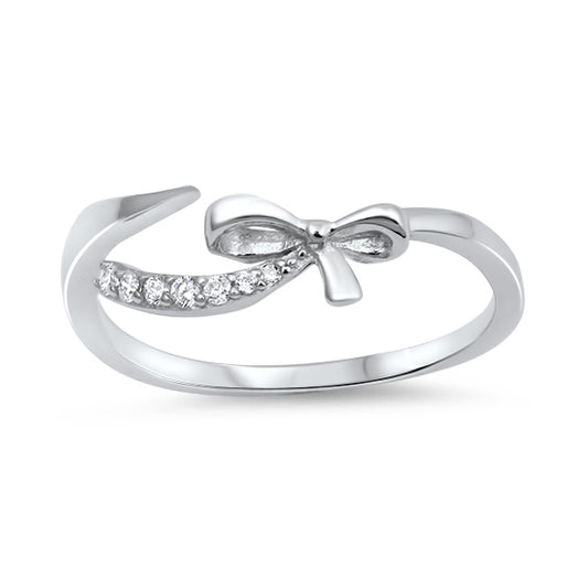 Silver CZ Ring - Bow