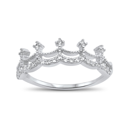 Silver CZ Ring - Crown