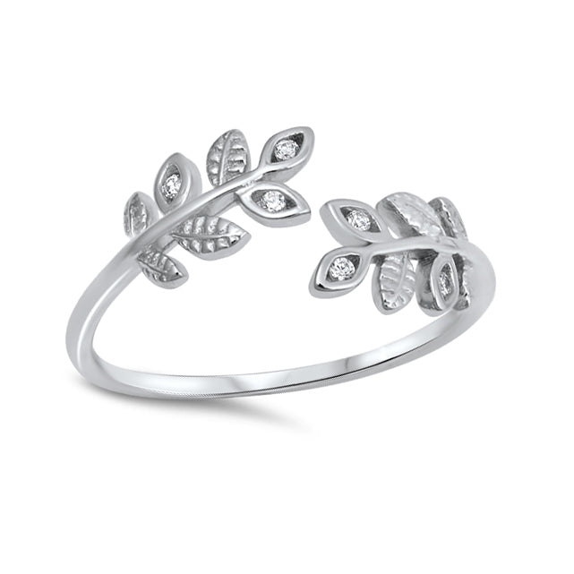 Silver CZ Ring - Ferns