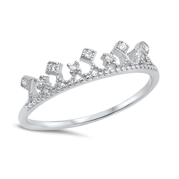 Silver CZ Ring - Crown
