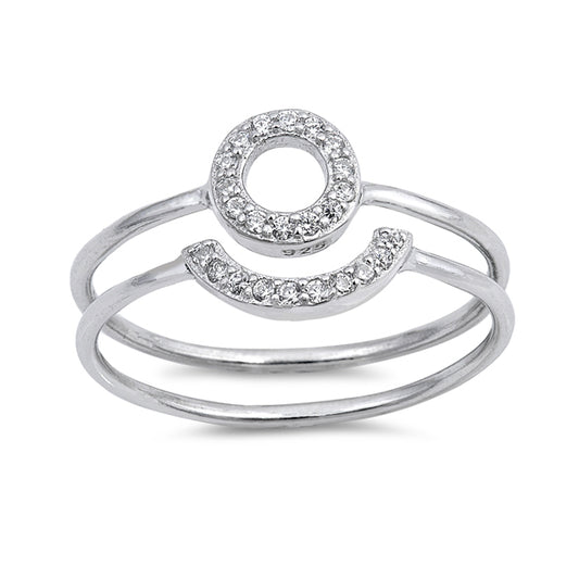 Silver Ring W/ CZ - Open Circle Set