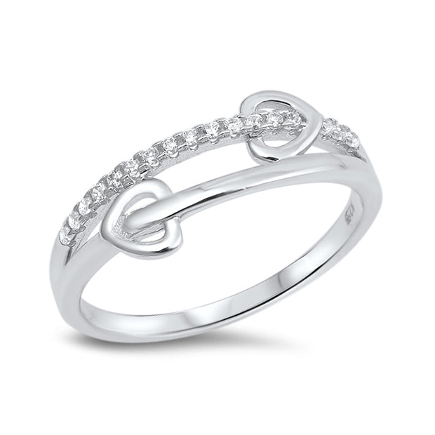 Silver CZ Ring - Hearts