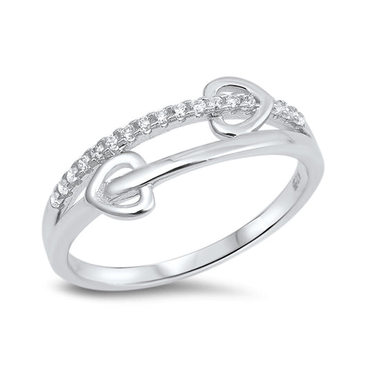 Silver CZ Ring - Hearts