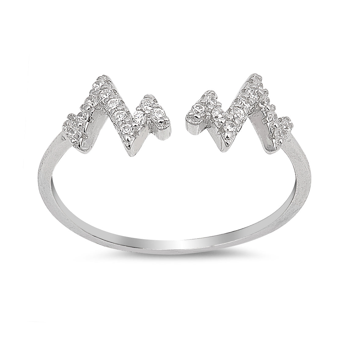 Silver CZ Ring - Zig zag