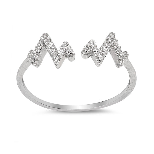Silver CZ Ring - Zig zag