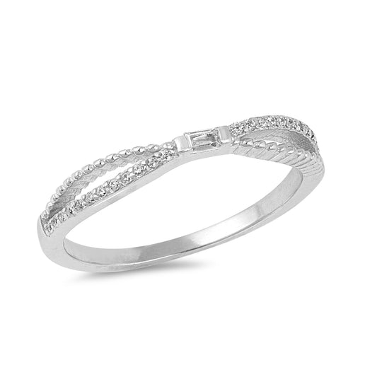Silver CZ Ring - Baguette