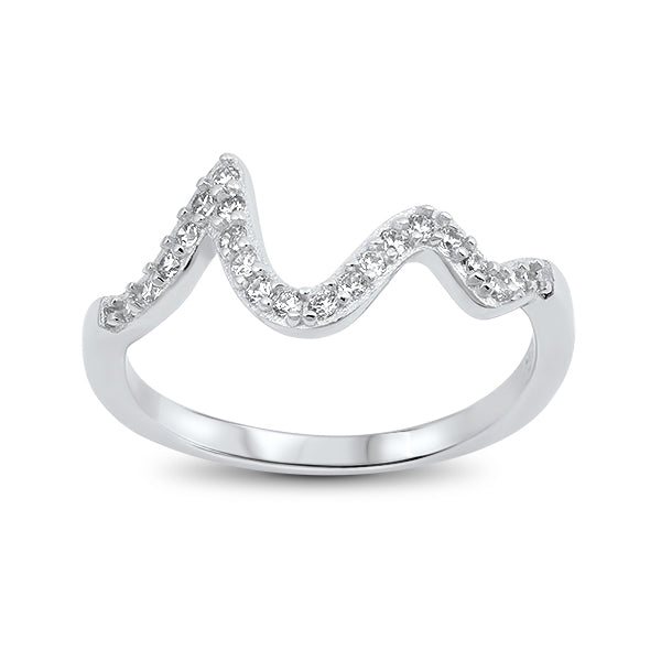 Silver CZ Ring - Waves