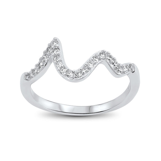Silver CZ Ring - Waves