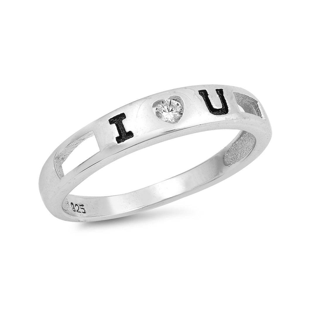 Silver CZ Ring - I Love You