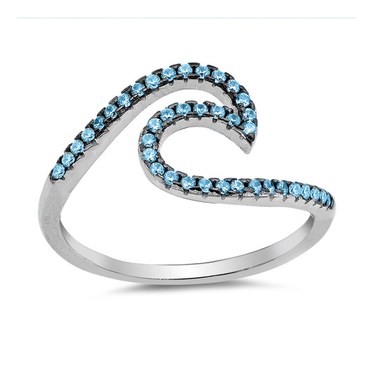 Silver CZ Ring - Wave