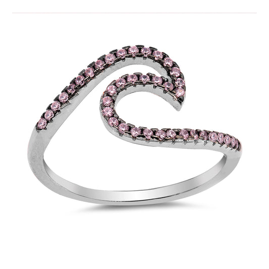 Silver CZ Ring - Wave