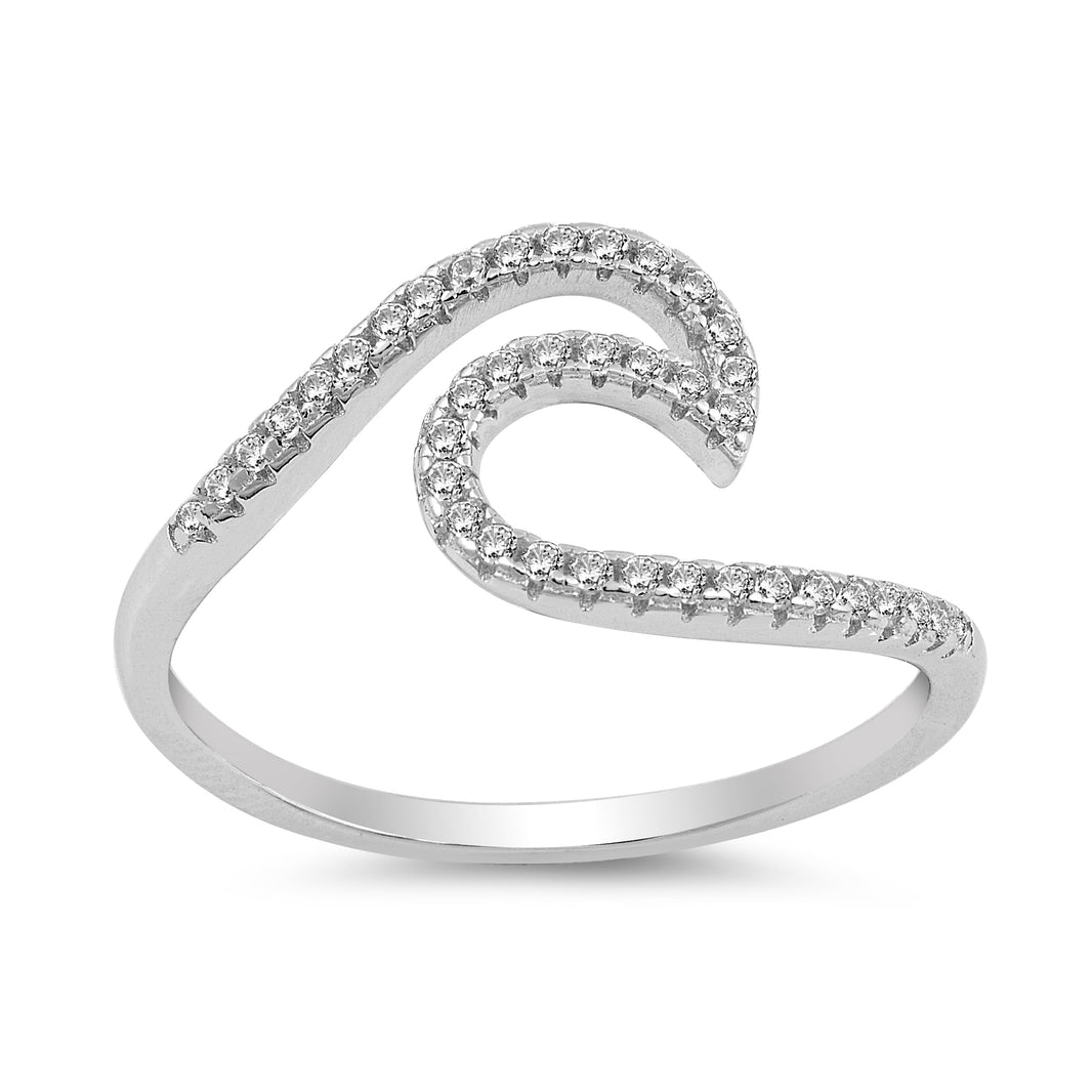 Silver CZ Ring - Wave