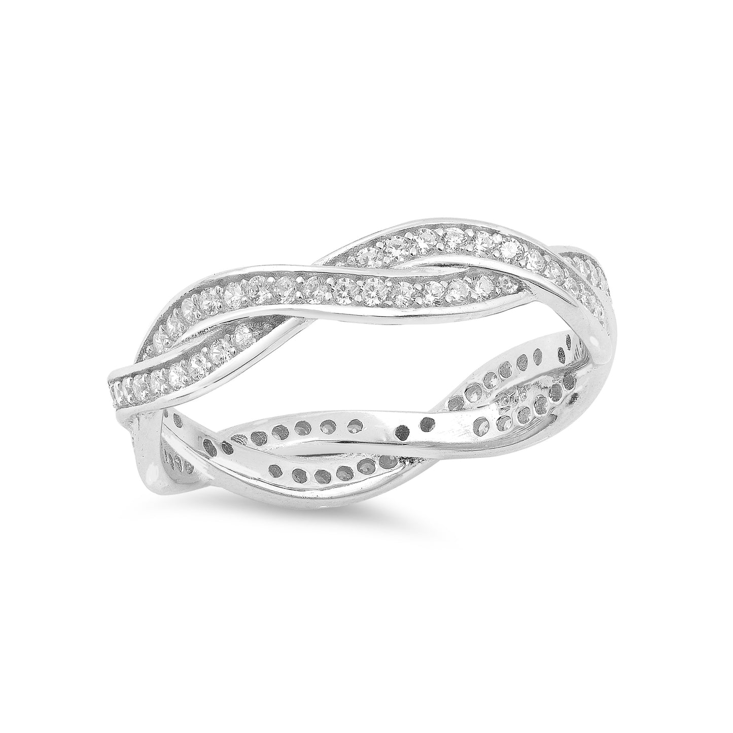 Silver CZ Ring - Braid