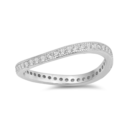 Silver CZ Ring - Slight Wave