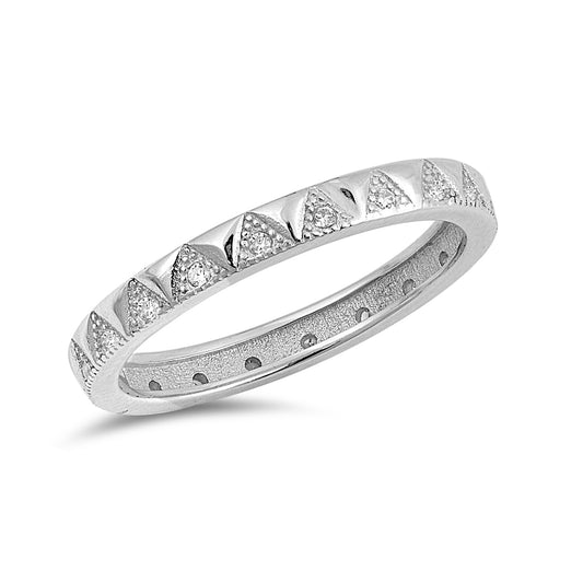 Silver Ring W/ CZ - Triangles