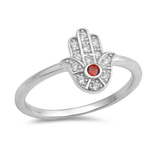 Silver CZ Ring - Hamsa