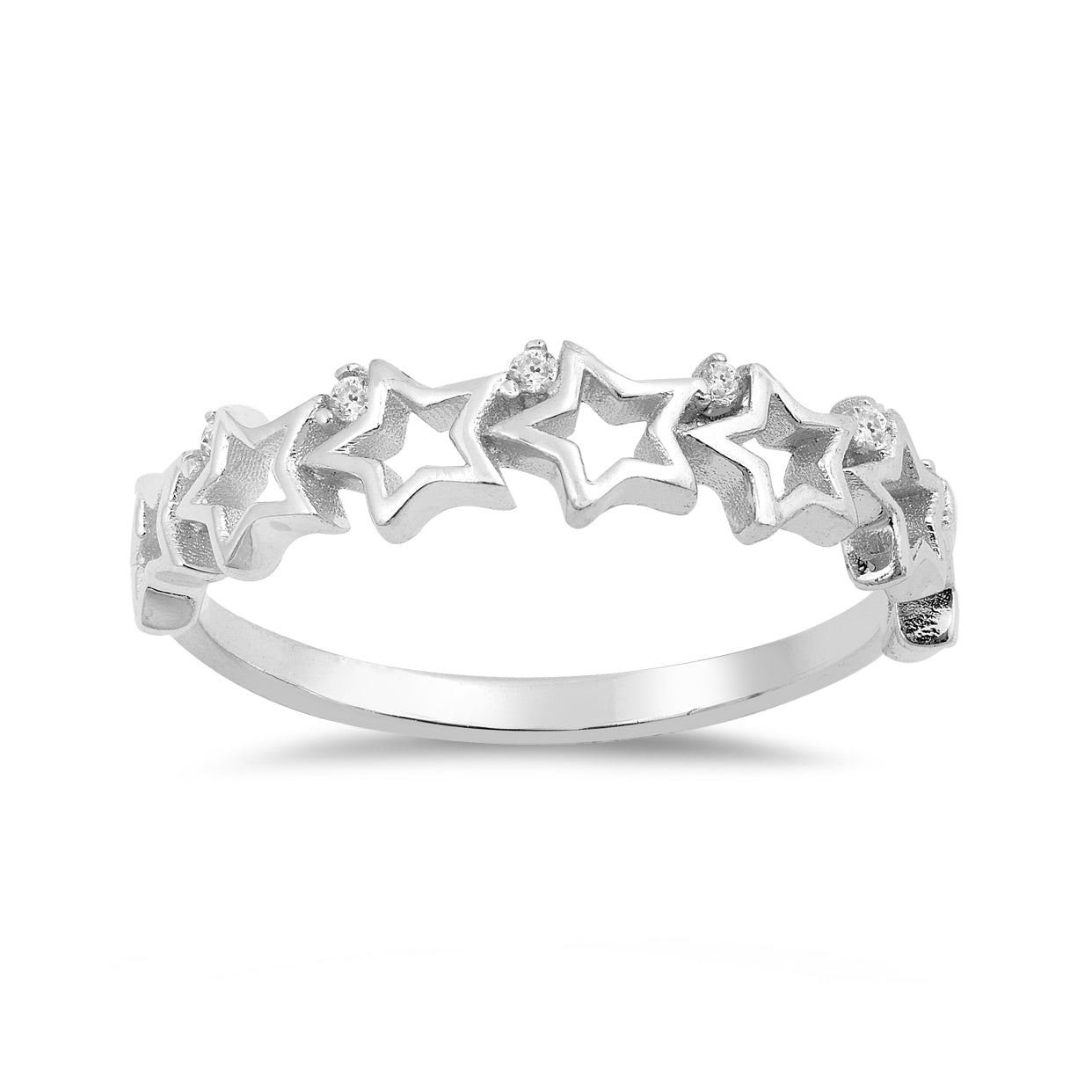 Silver CZ Ring - Stars