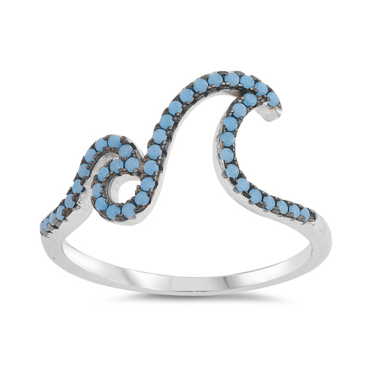 Silver Ring W/ CZ - Double Waves
