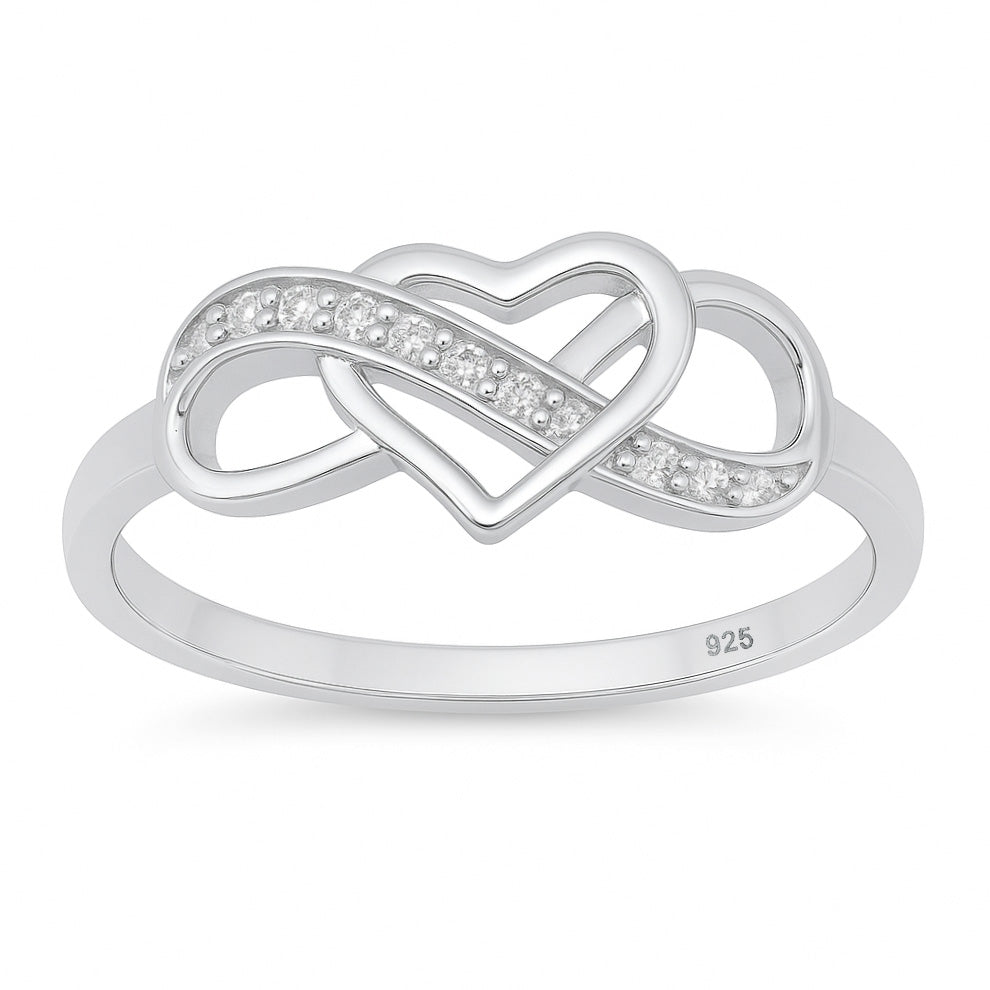 Silver CZ Ring - Heart Infinity