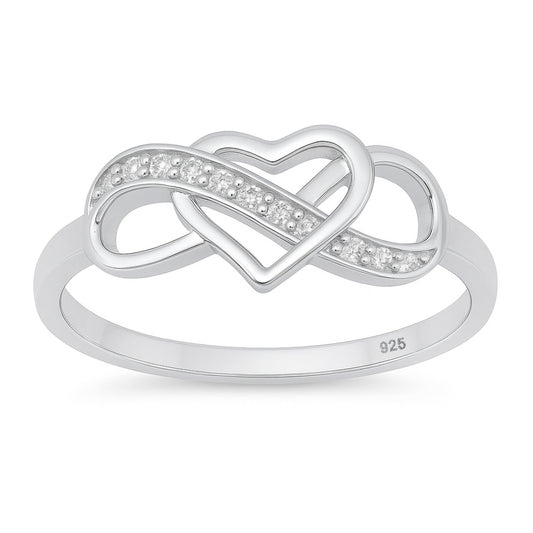 Silver CZ Ring - Heart Infinity