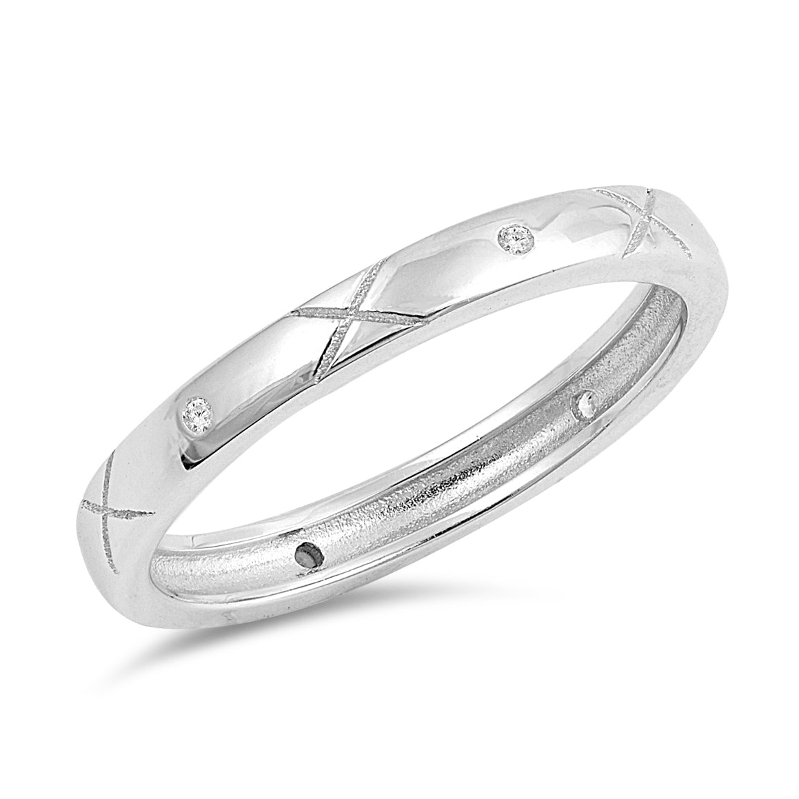 Silver Ring W/ CZ - Decorative Band